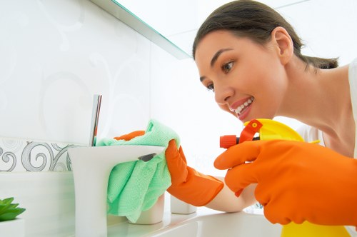Warning signs placed to protect people during cleaning work